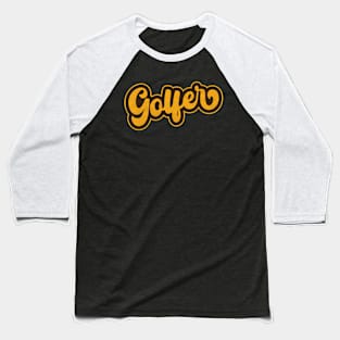 Retro Vintage 1970s Groovy Lettering Golfer Baseball T-Shirt